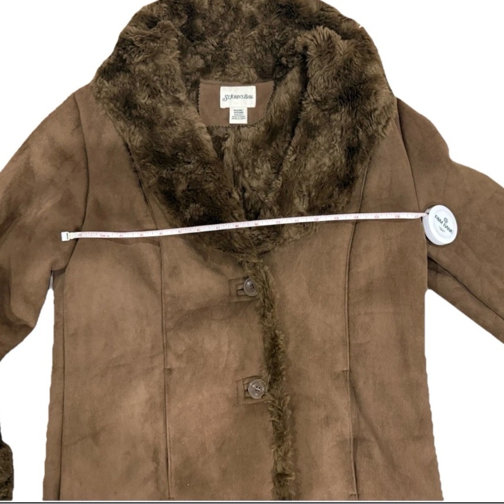 St. John's Bay Brown Faux Suede Teddy Jacket with Plush Collar - Picture 2 of 6